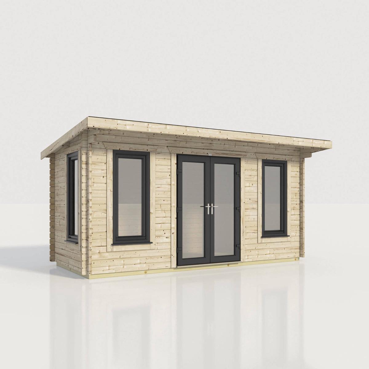 44mm Pent Log Cabin  uPVC Double Glazed Doors & Windows. – 18×8 | Doors Center