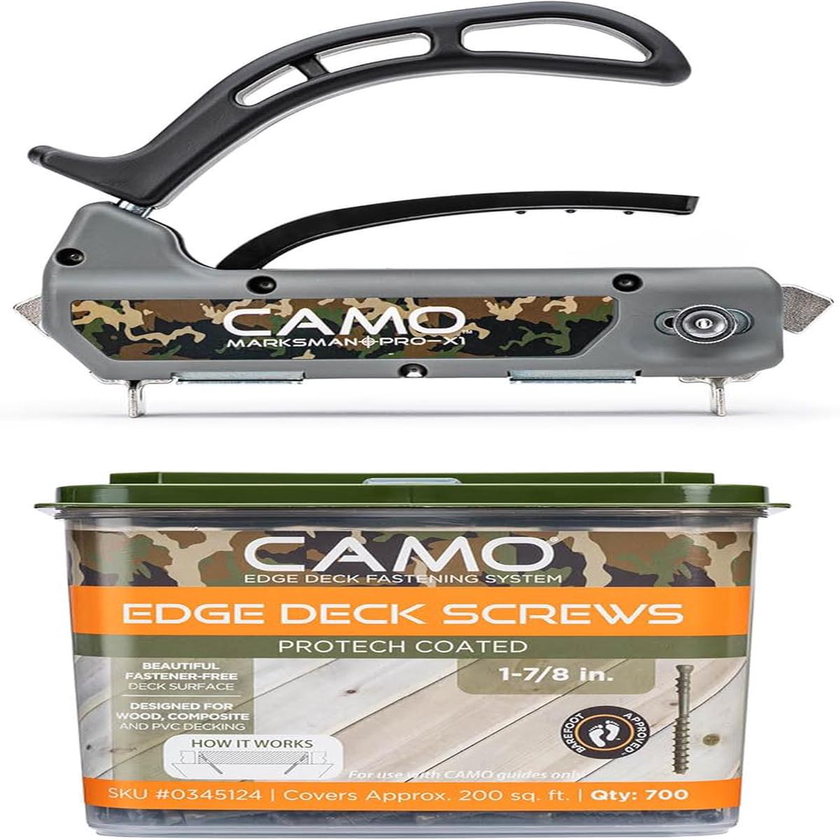 CAMO Marksman Pro-X1 Kit, Deck Tool, 700 Edge Screws & Bits, Edge Fastening Installation, 1/16″ Spacing, Fits 5-1/4-5-3/4″ Wood Decking