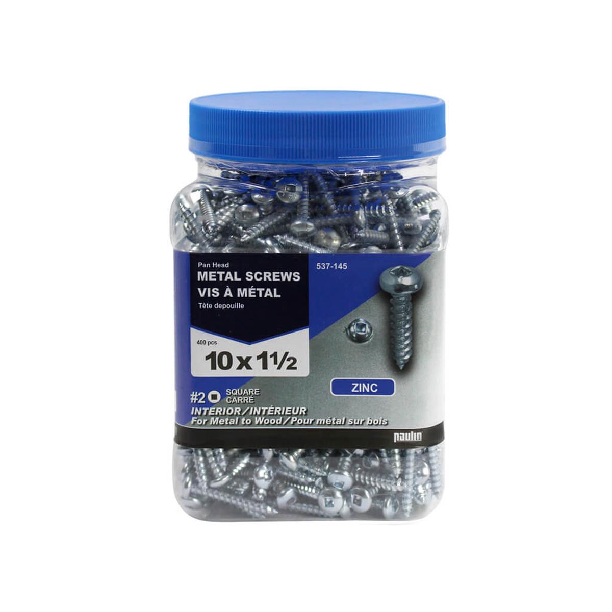 H Paulin  10 x 1-1/2 in. Zinc Coated Pan Head Square Drive Interior Metal Screws