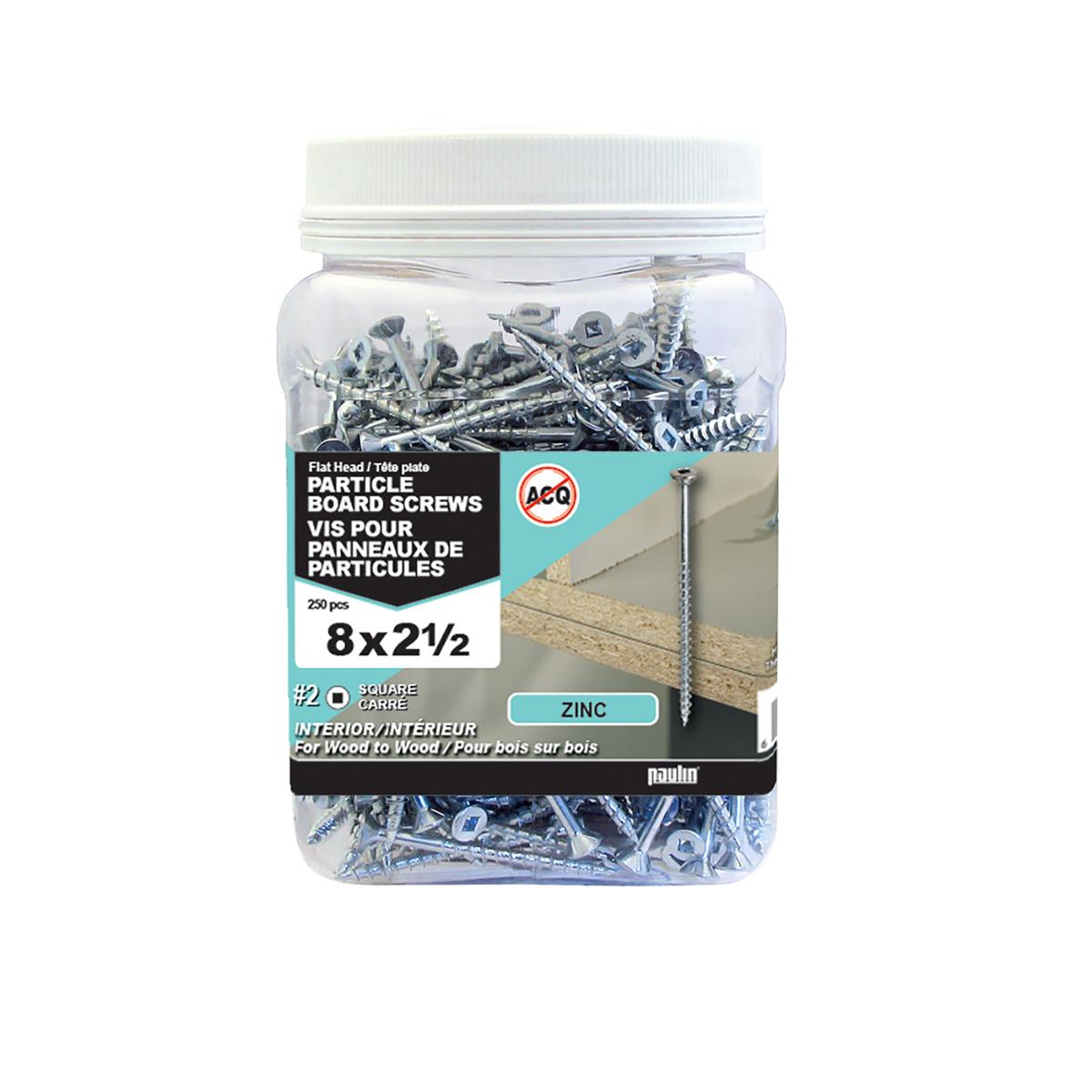 H Paulin #8 x 2-1/2 in. Zinc Coated Flat Head Square Drive Particle Board Screws