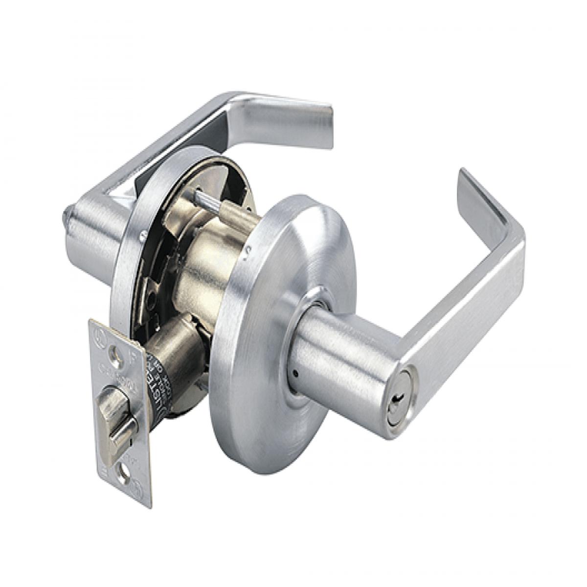 Heavy Duty Cylindrical Entrance Leverset/Deadbolt – Pioneer Sl Grade 2 – Multiple Finishes Available – Entrance/Office Lock | Satin Chrome | 3-3/4″