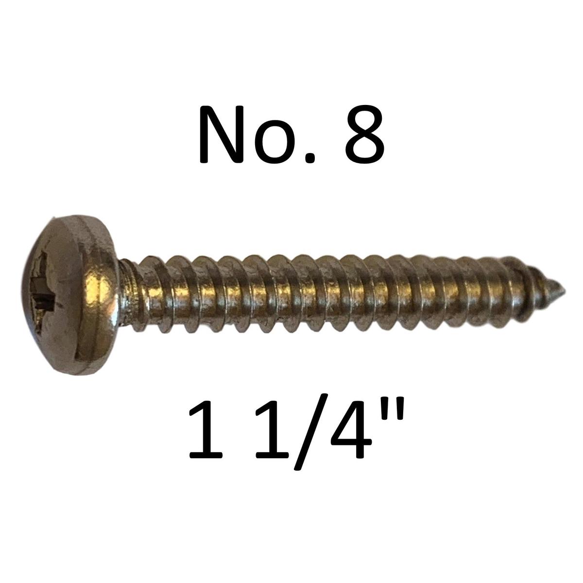 Holt Marine No.8 S/Steel Pan Head Pozi Self Tapper Screws – Various Packs – 1 1/4″ (32mm)