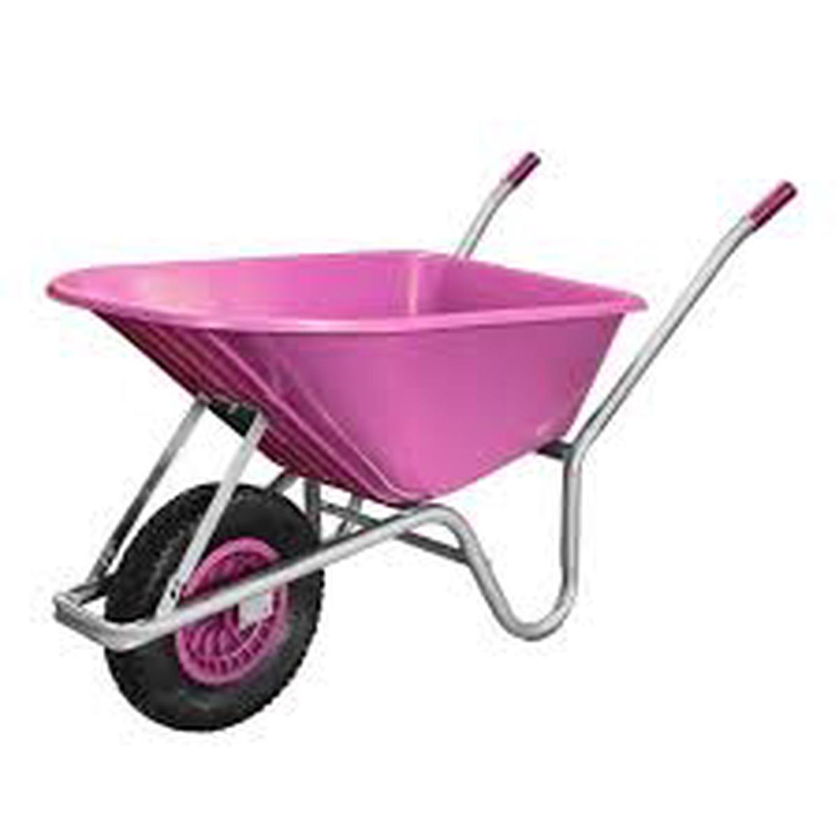 Perry Wheelbarrow  110L Heavy-Duty Garden & Yard Barrow – Pink