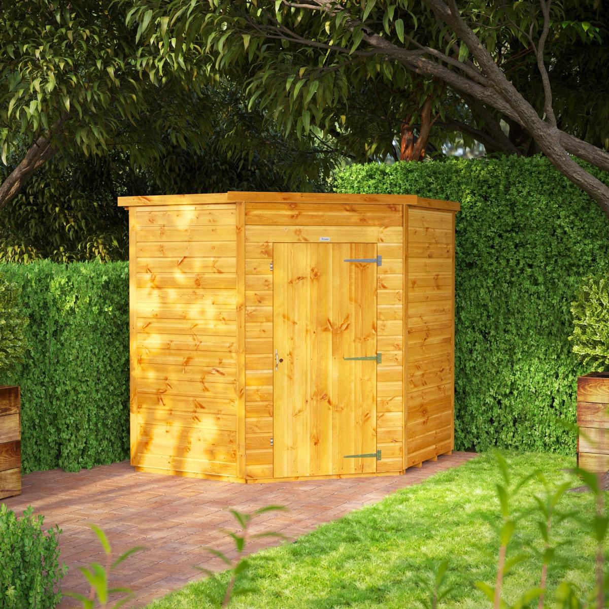 Power Corner Shed 6×6  Tongue & Groove Garden Shed with Toughened Glass – Windowless Single Door