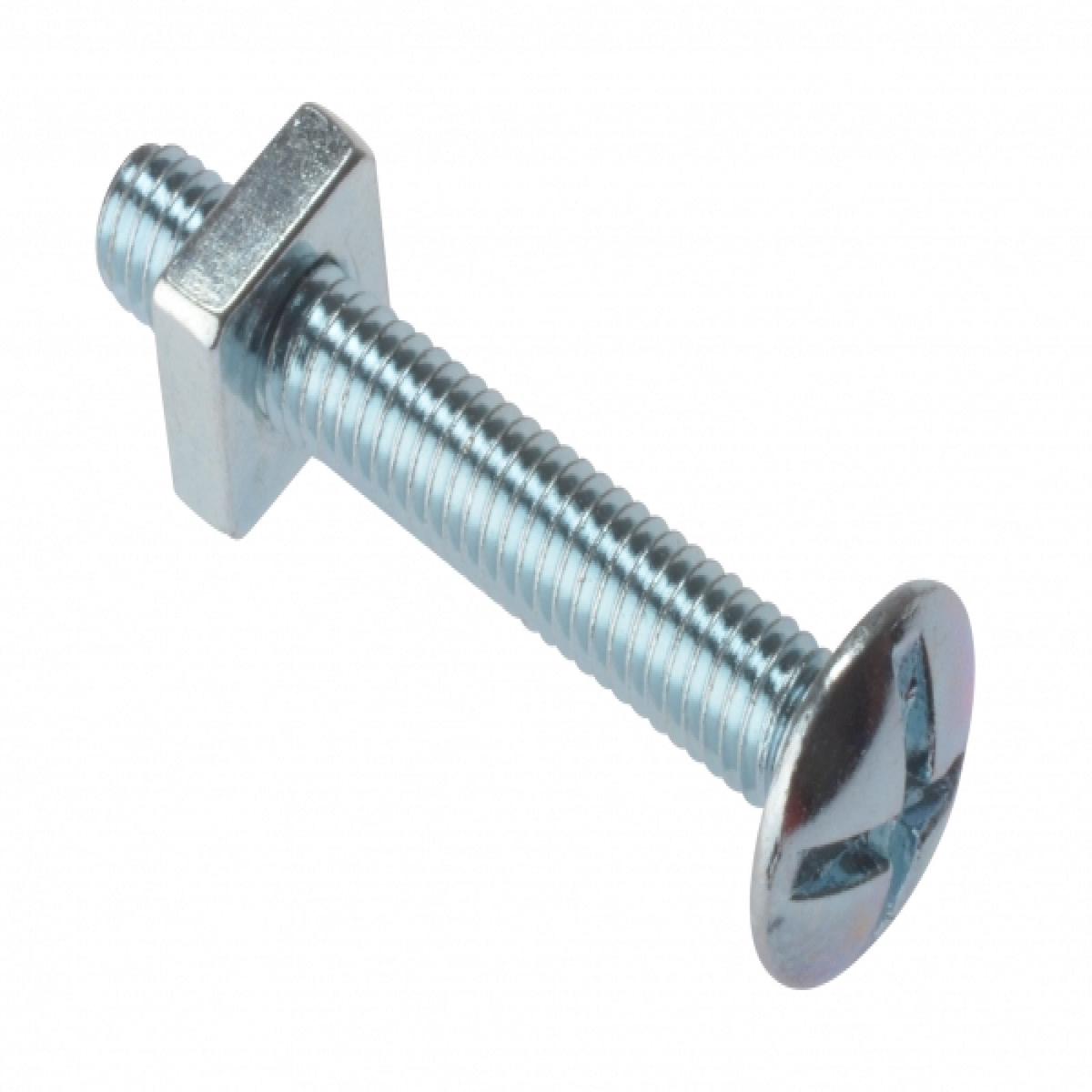 Roofing Bolt ZP  Zinc-Plated Fasteners for Metal & Timber Roofing – M8 x 50mm x 10 Pack