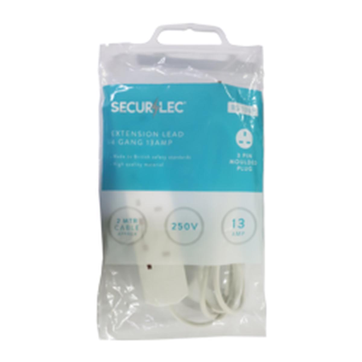 Securlec 4 Gang Extension Lead 2m 13 Amp  Safe, Reliable, and Versatile Power Solution