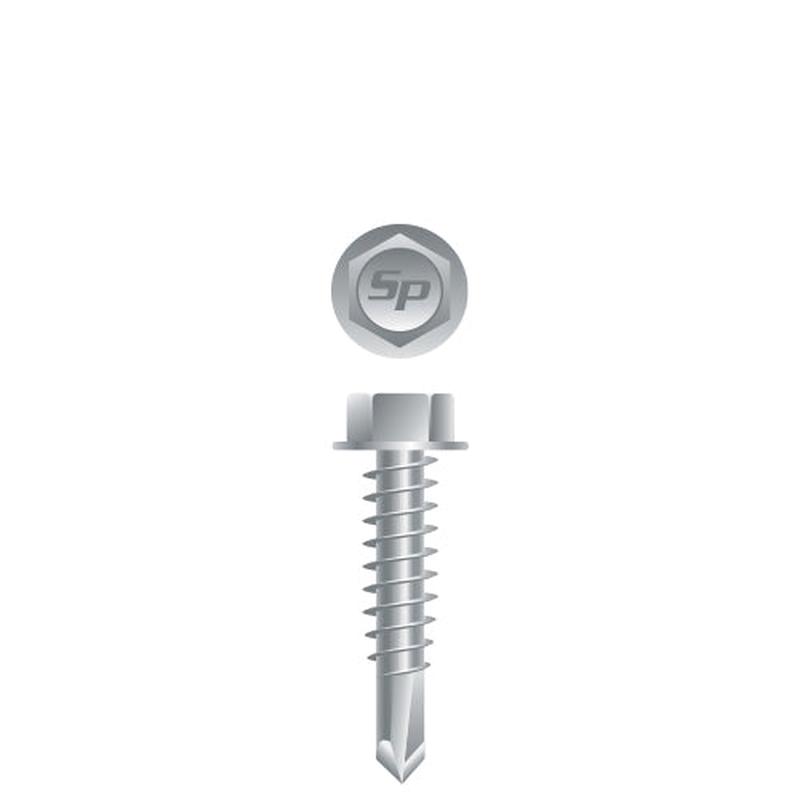 Strong-Point H1224C Unslotted Indented Hex Washer Head, Strong-Shield Coated, 12-14 x 1-1/2, #3 Point, Box of 3,000 Self-Drilling Screws