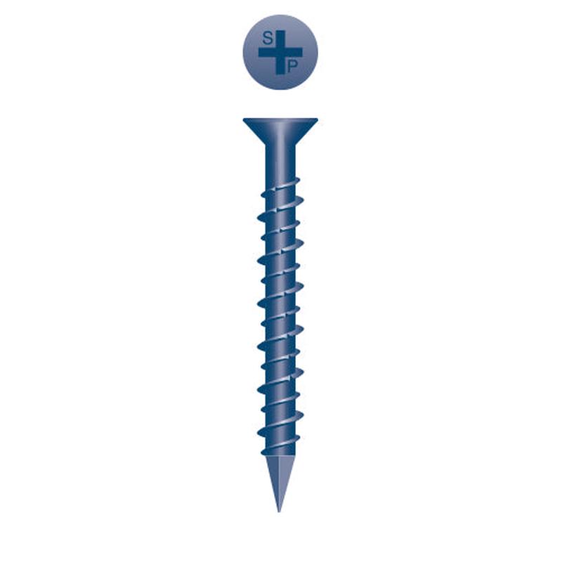 Strong-Point PCF320Strongcon Phillips Flat Head, Hi-Low, Notched Threads, Diamond Point, Blue Ceramic Coating, 3/16 x 1-1/4, Box of 500 Concrete Screws