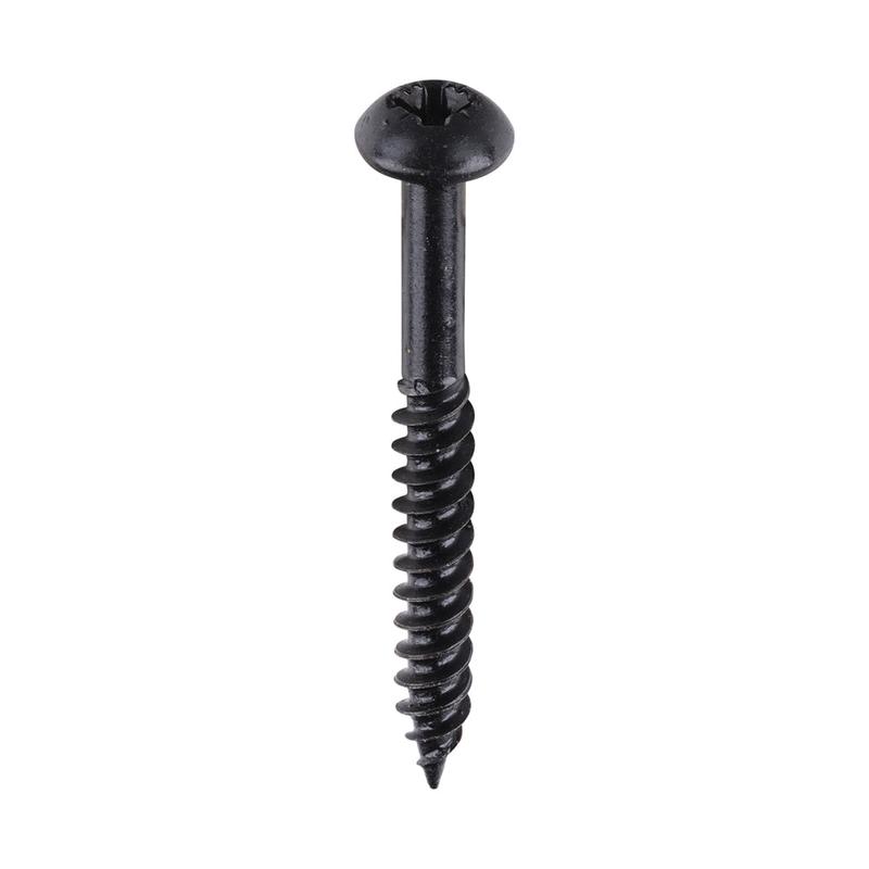TIMCO Blackjax Woodscrews – PZ – Round – Black Organic – 8 x 1 1/2 – 200 Pieces Box