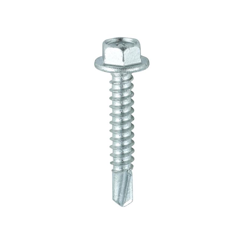 TIMCO Metal Construction Light Section Screws – Hex – Self-Drilling – Exterior – Silver Organic – 5.5 x 32 – 100 Pieces Box