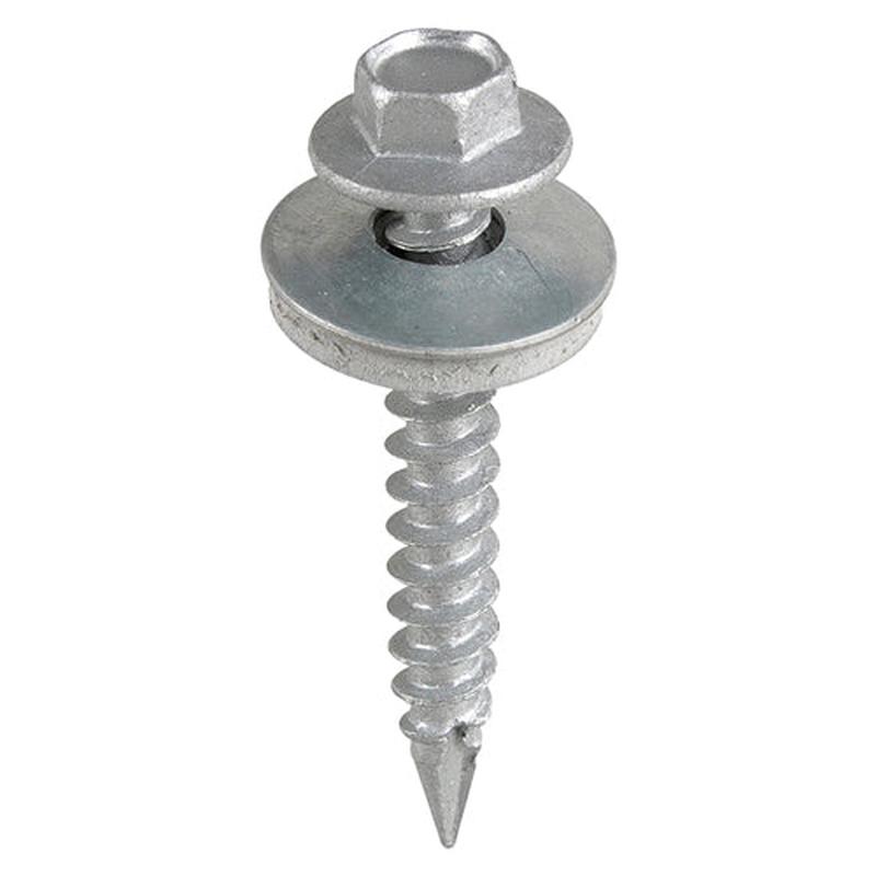 TIMCO Metal Construction Thin Sheet Metal to Timber Screws – Hex – EPDM Washer – Slash Point – Exterior – Silver Organic – 6.3 x 32 – 120 Pieces TIMbag