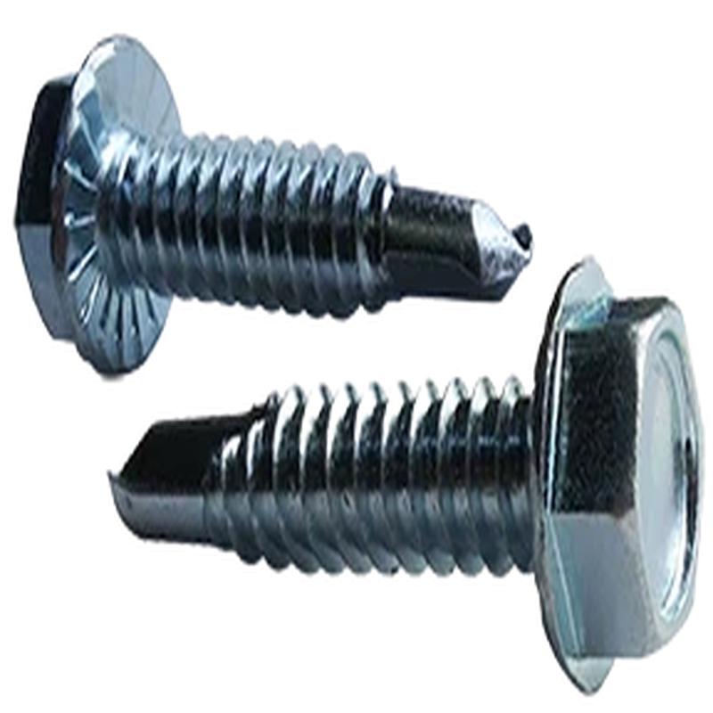 [4000 BULK] Self Drilling Screws Unslotted Hex Washer Serrated #3 Point Zinc Plated 1/4-14 X 1
