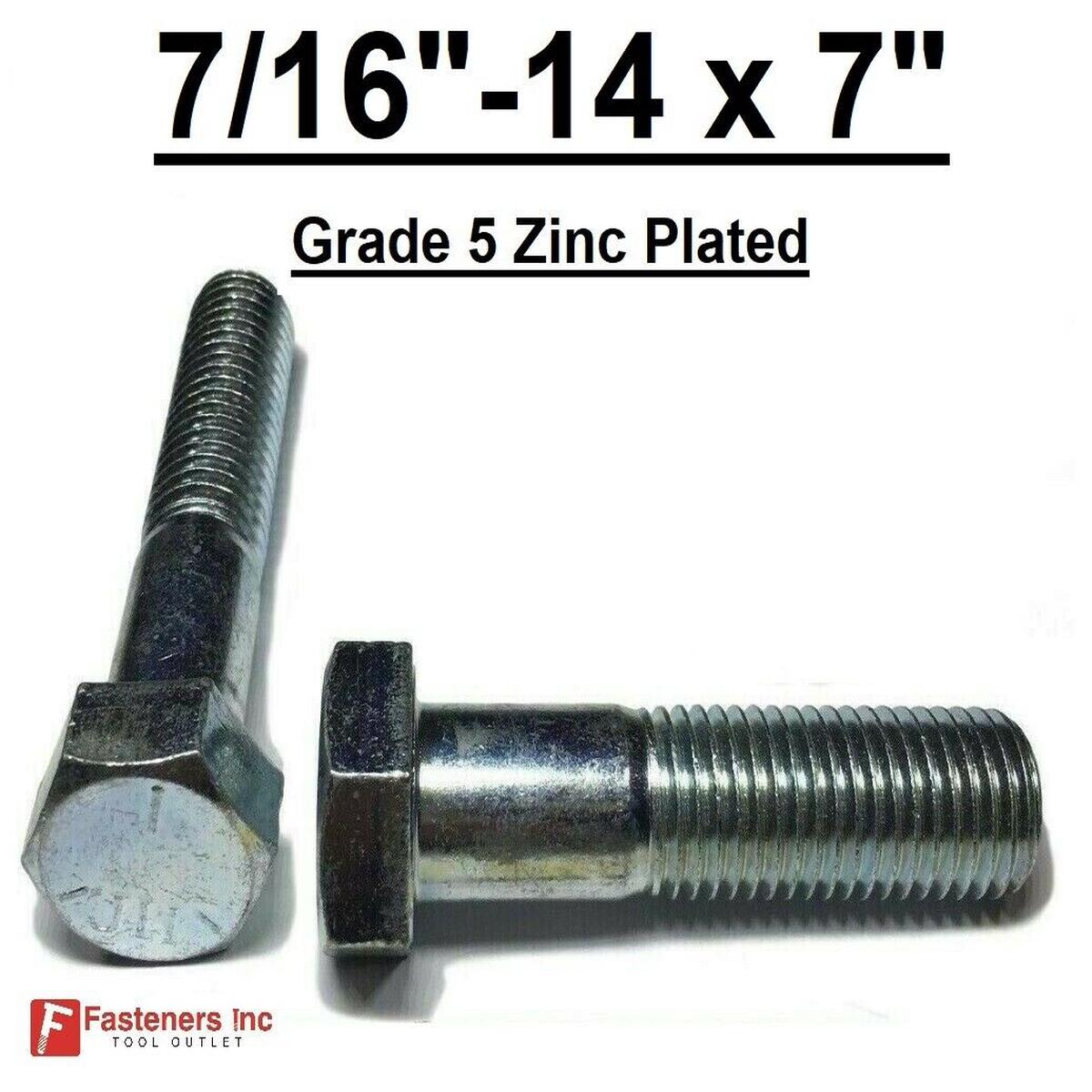 7/16-14 x 3 1/2″ (PT) Hex Bolt Zinc Plated Grade 5 Cap Screw Coarse Thread