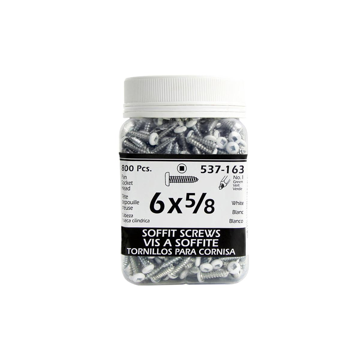 H Paulin  6 x 5/8 in. White Painted Pan Head Square Drive Soffit Screws