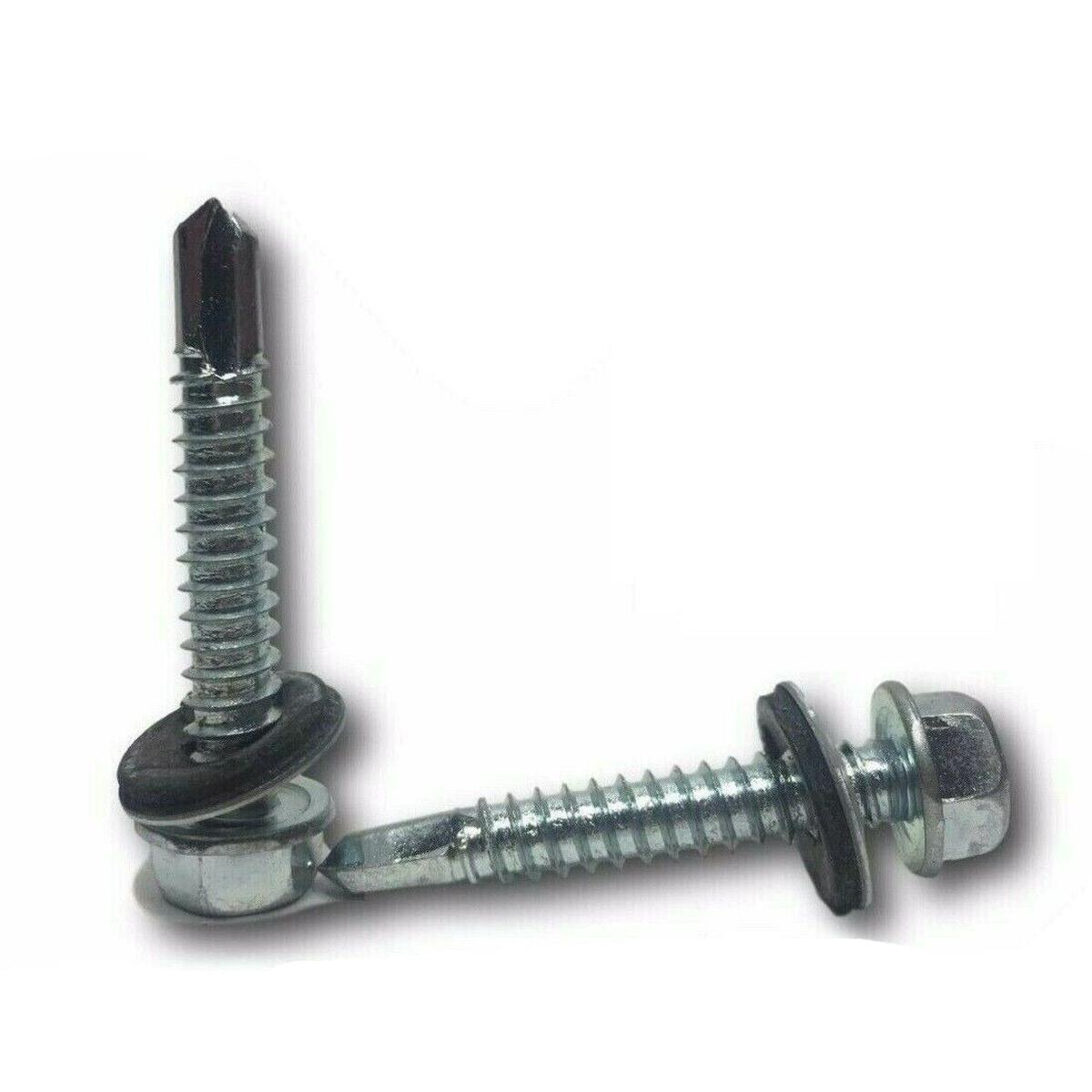 INTERCORP #10 x 1 1/2″ (5/16″ Dr) Hex Rubber Neoprene Washer Head Self Drilling Screws Roofing Siding Zinc Plated