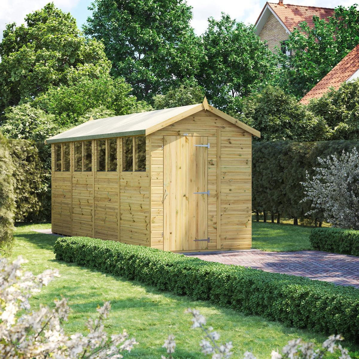 Pressure Treated Premium Apex Shed  Durable Tongue & Groove Garden Shed – 16 x 6