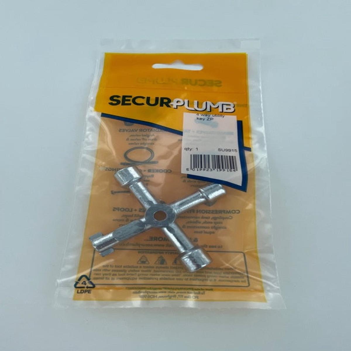 Securplumb A Way Utility Key ZP  Zinc-Plated Stopcock & Valve Tool