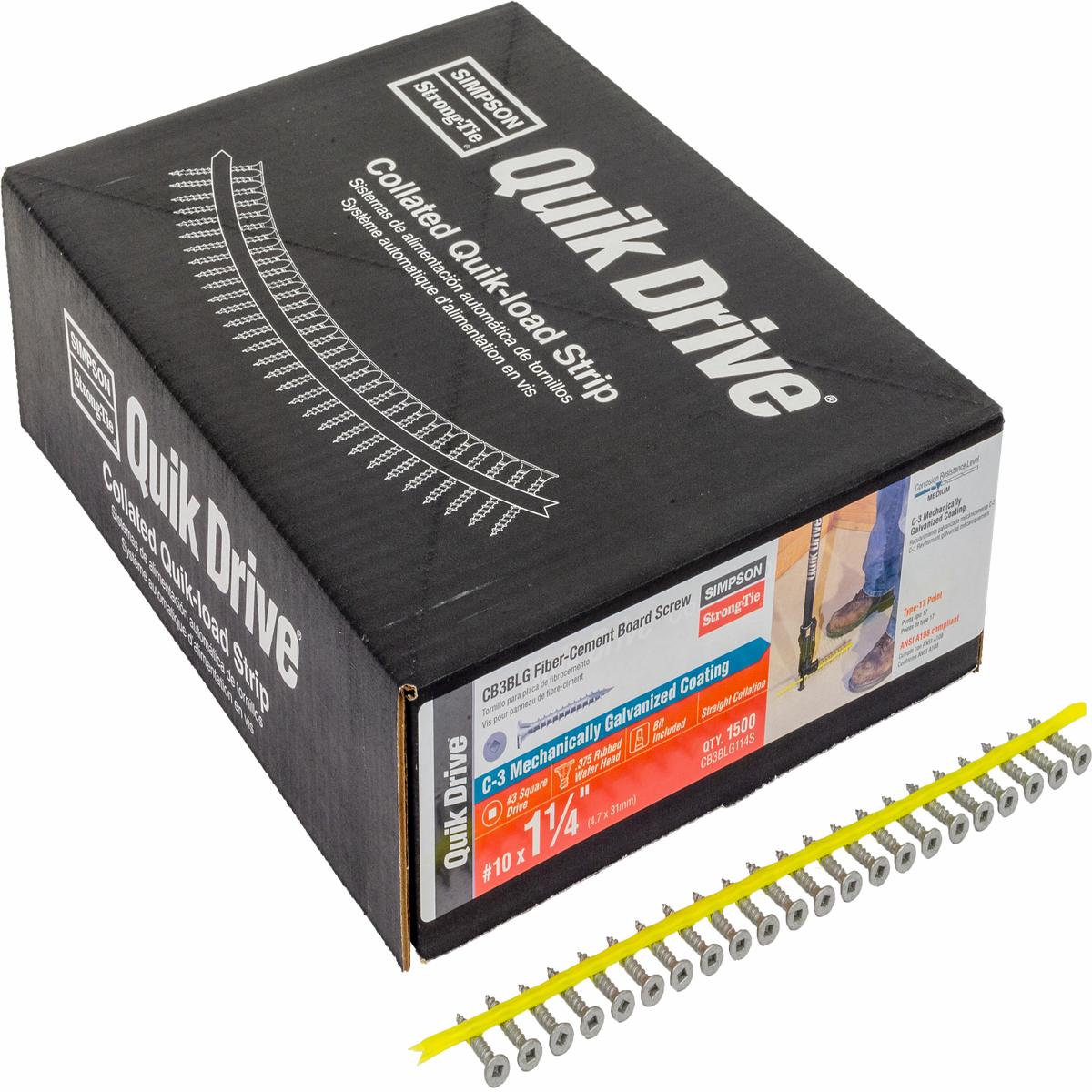 Simpson CB3BLG114S CB3BLG Fiber-Cement Board Screw #10 x 1-1/4 in. #3 SQU