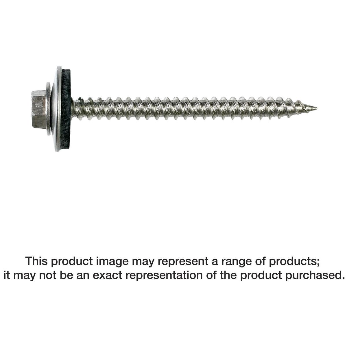 Simpson Strong-Tie T09150HWA-RP5 Metal-Panel Screw with EPDM Washer, #9 x 1-1/2-in. Hex Head, Type 316, 5-Pack