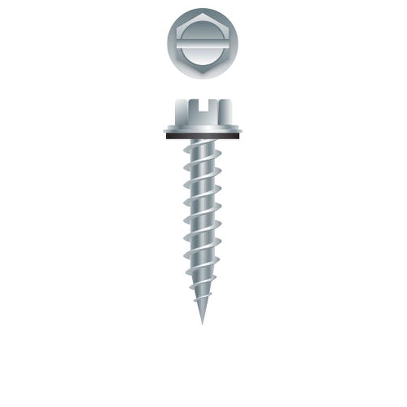 Strong-Point NA1032 Slotted Indented Hex Washer Head, Zinc Plated with 1/2 O.D. Bonded Washer, 10 x 2, 1/4 A.F. #8 Head, Box of 2,000 Needle Point Screws
