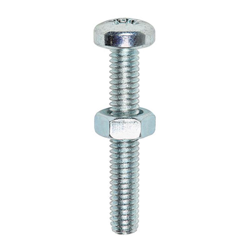 TIMCO Machine Screws – PZ – Pan & Hex Nuts – Zinc – M4 x 20 – 32 Pieces TIMpac