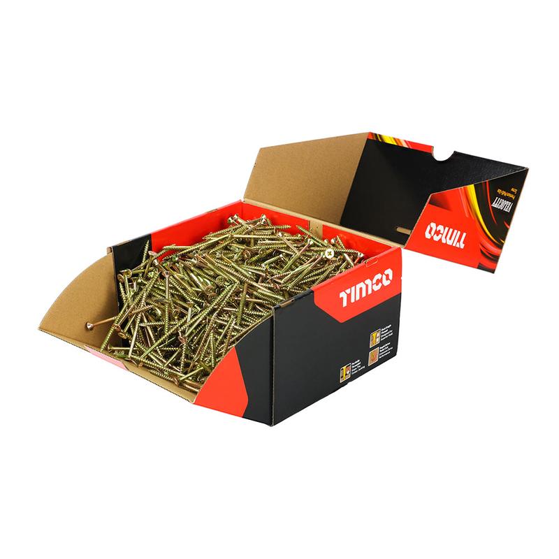 TIMCO Velocity Premium Multi-Use Screws – PZ – Double Countersunk – Yellow – 5.0 x 80 – 1000 Pieces Box