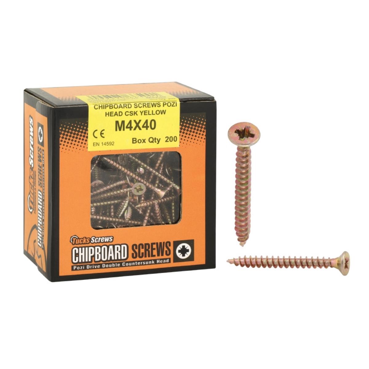 Tucks M5x70mm Yellow Pozi Chipboard Screws Part Thread (200)