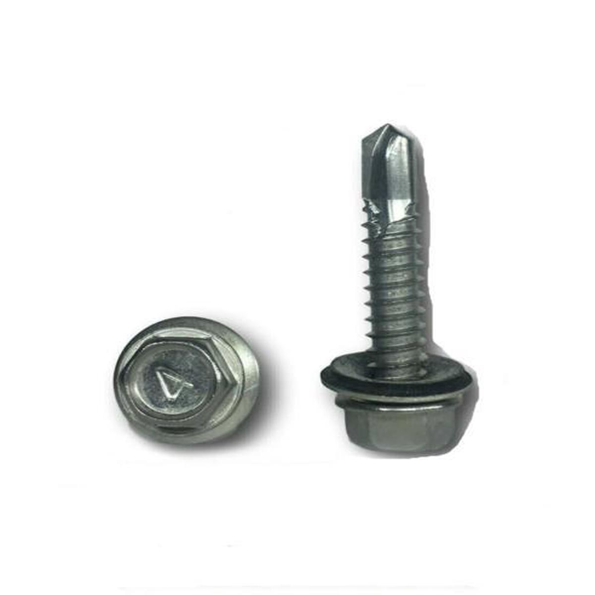 #12 x 1 1/4″ Stainless Steel Roofing Siding Screws Hex Washer Head TEK EPDM