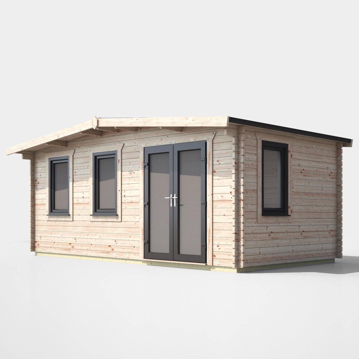 44mm Chalet Log Cabin  uPVC Double Glazed Doors & Windows – 10×18 | Doors Right