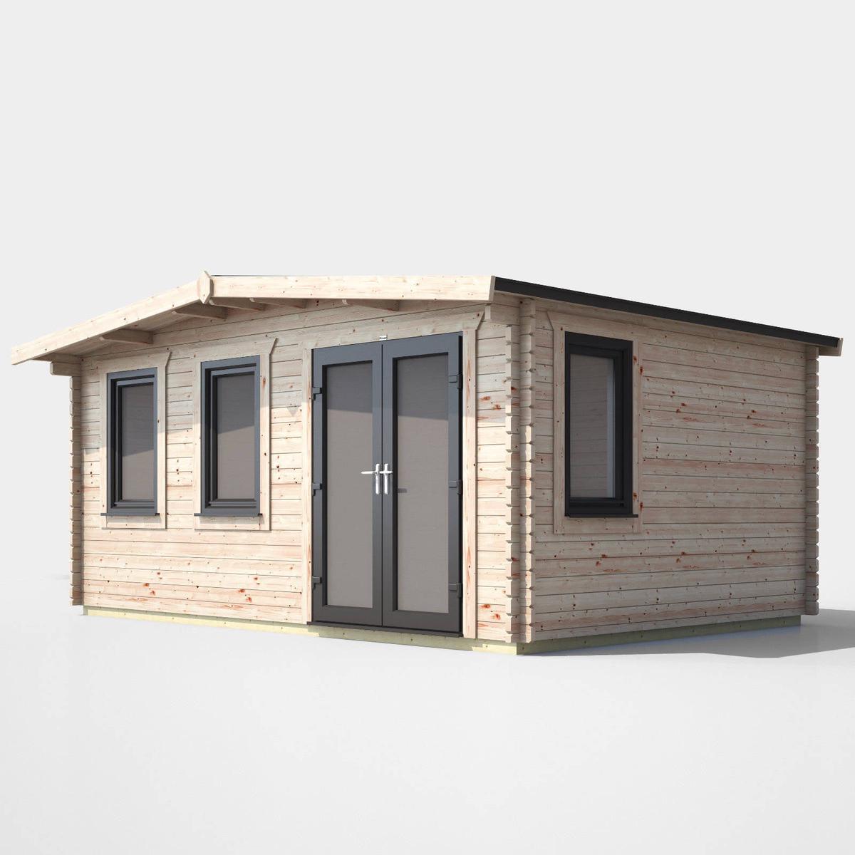44mm Chalet Log Cabin  uPVC Double Glazed Doors & Windows – 12×16 | Doors Right
