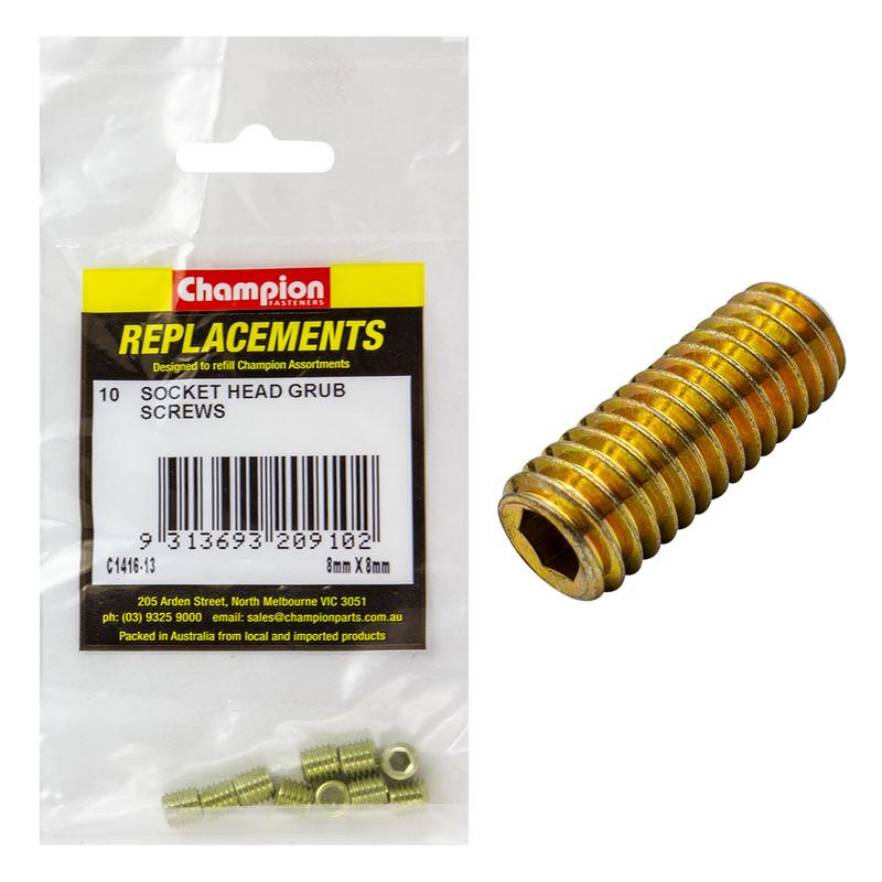 Champion M8 X 8mm Socket Grub Screw -10Pk
