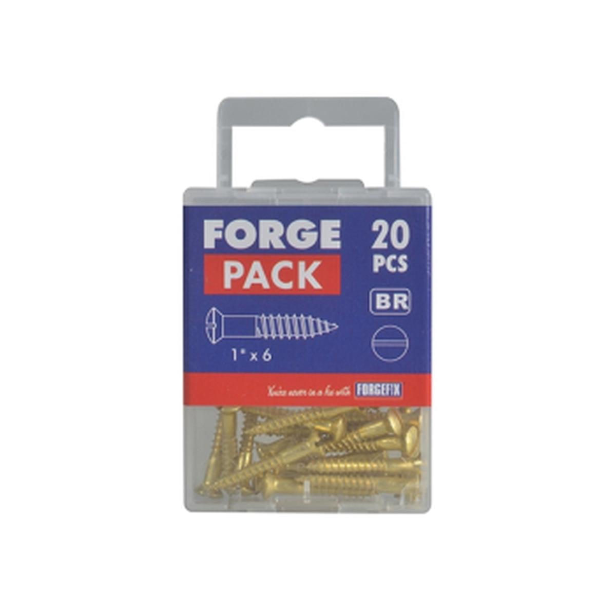 ForgeFix Wood Screw Slotted Raised Head ST Solid Brass 5/8in x 6 (Pack of 25)