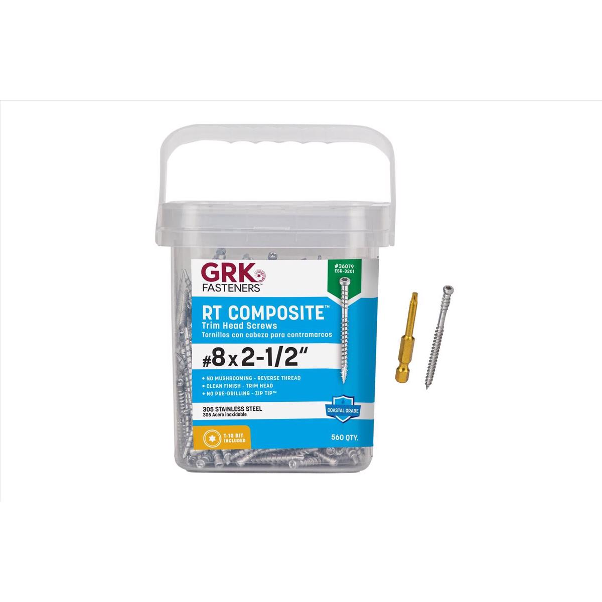 GRK Fasteners No. 8 X 2-1/2 in. L Star Climatek Coarse Trim Screws 560 pk