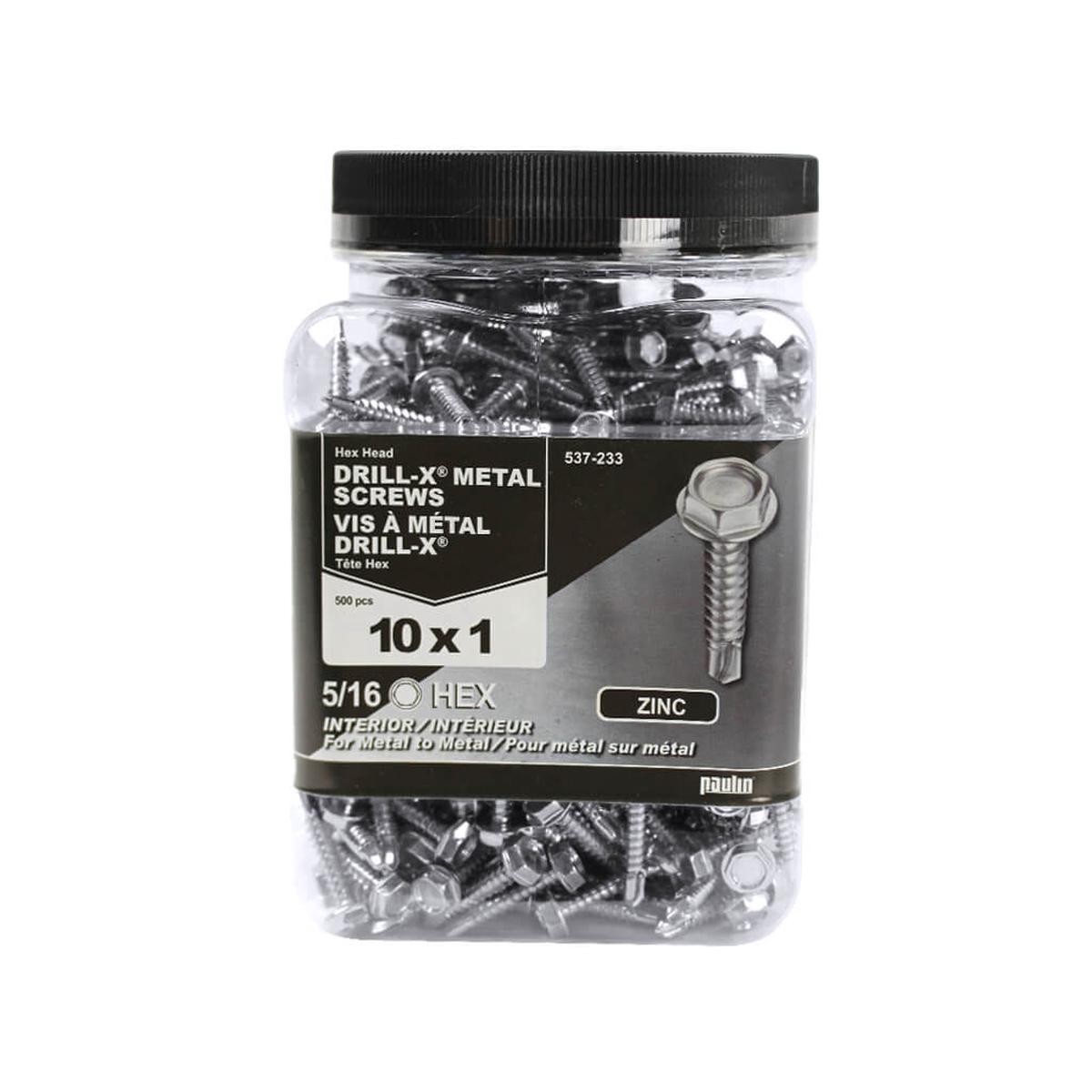 H Paulin  10 x 1 in. Zinc Coated Hex Head Self-Drilling Drill-X Interior Metal Screws
