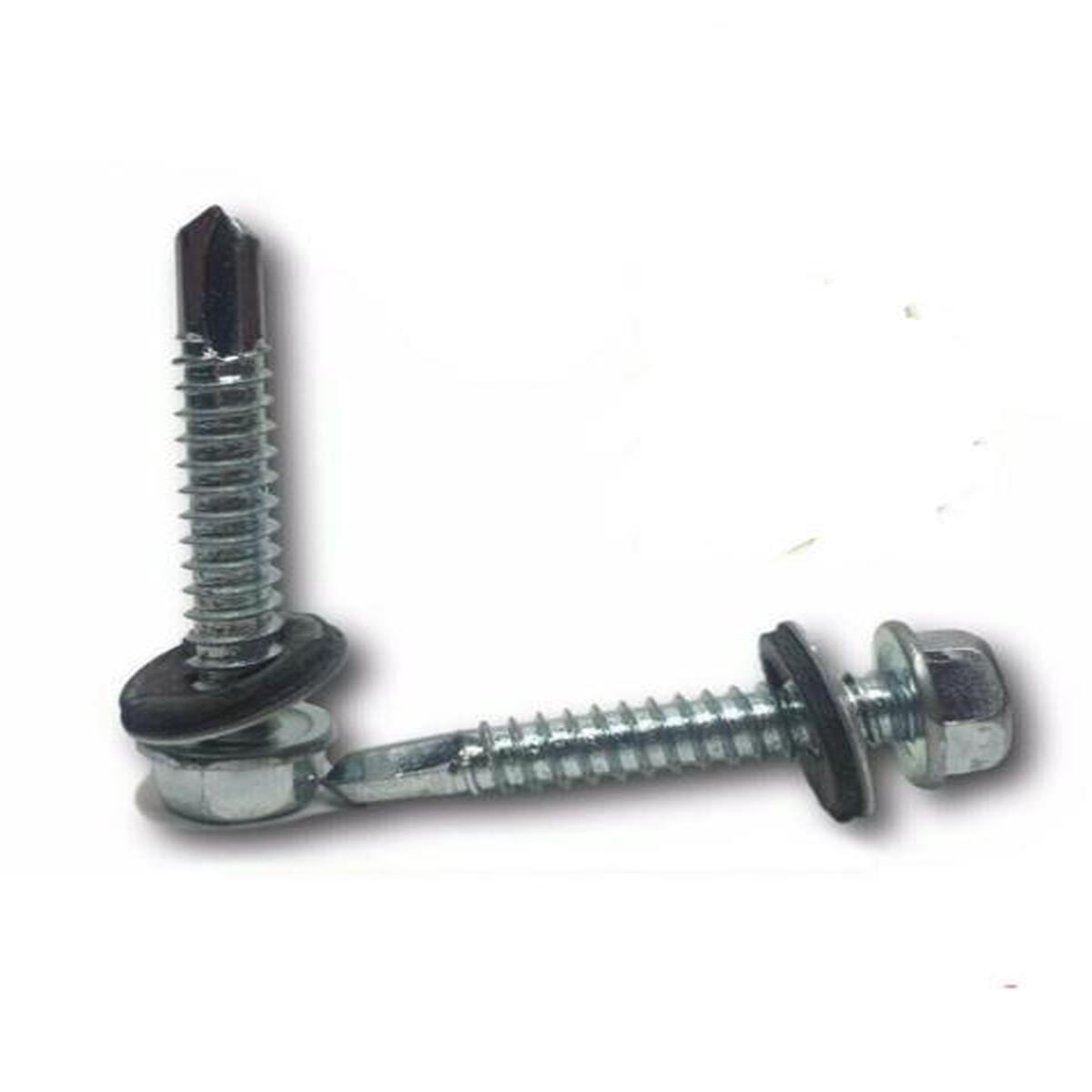 Hex Rubber Washer Head #10 x 1″ Self-DrillIng RoofIng SidIng Screw Zinc
