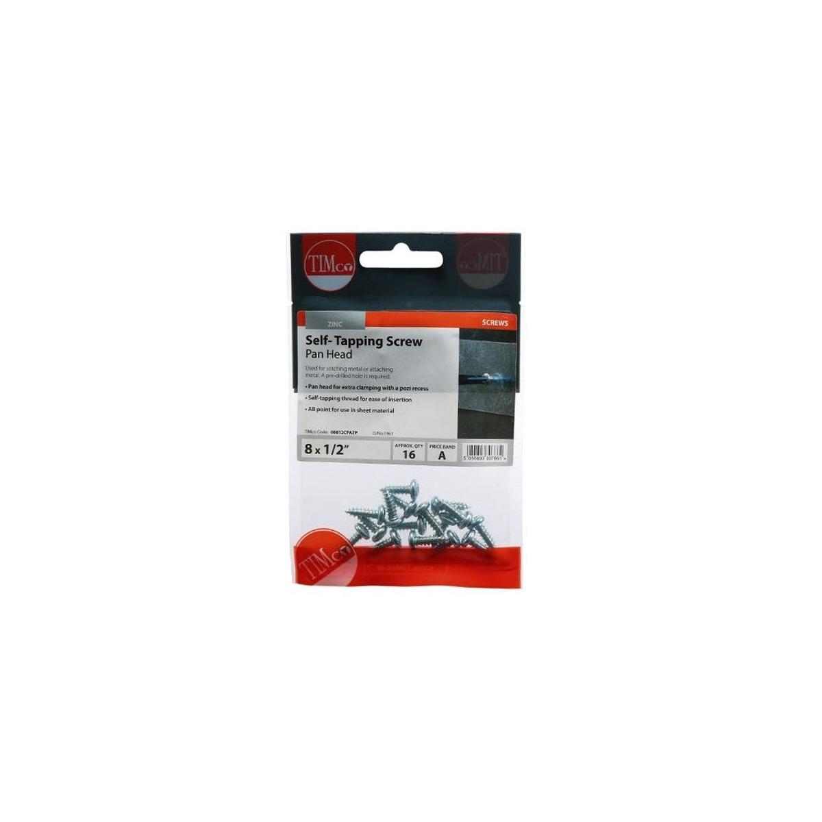 S/Tapping Screw PZ2 PAN – BZP 8 x 1/2 – 00812CPAZP