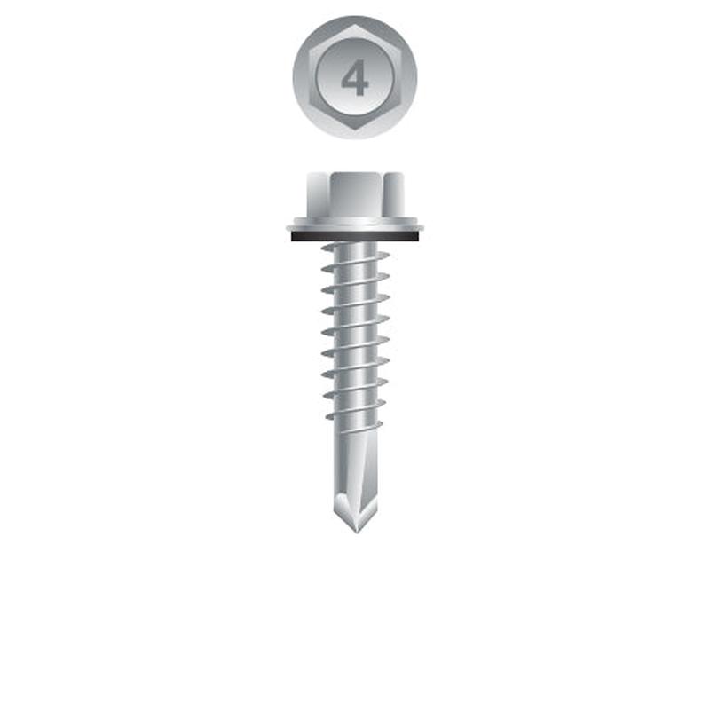 Strong-Point 4HA808 410 Stainless Steel Unslotted Indented Hex Washer Head, Passivated & Waxed with 1/2 O.D. Bonded Washer, 8-18 x 1/2, #2 Point, Box of 5,000 Stainless Steel Screws
