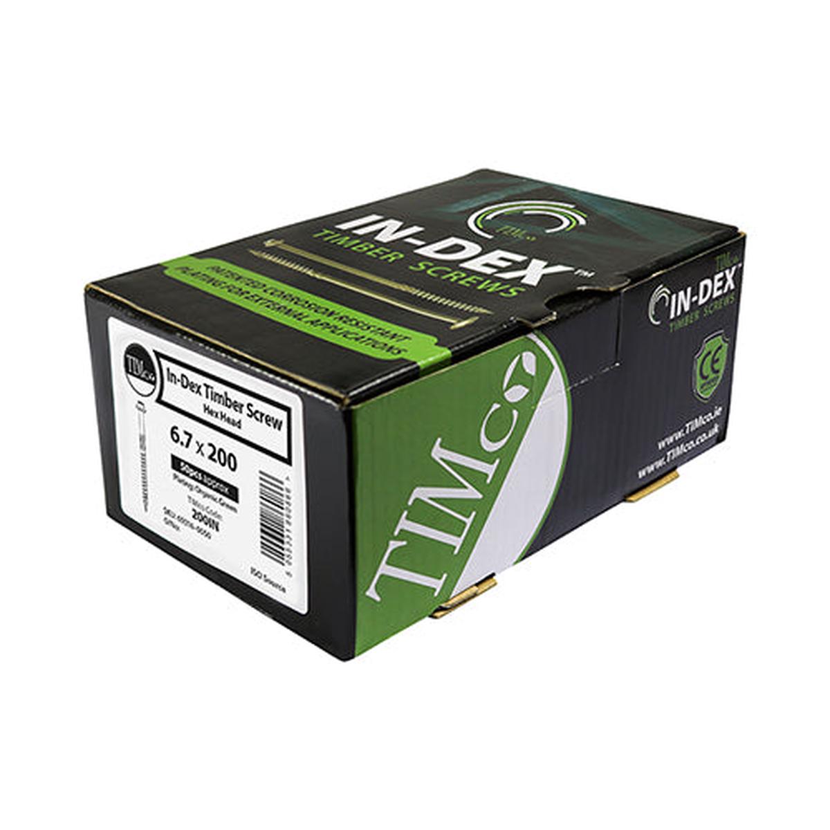 TIMCO 6.7 x 87mm Timber Frame Construction & Landscaping Screws – Hex – Exterior – Green Organic (50 Box)