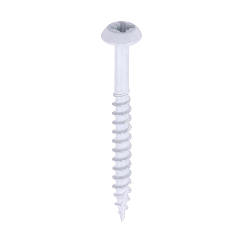TIMCO Rainwater Screws – PZ – Low Profile Pan – Exterior – White – 4.0 x 40 – 300 Pieces Box