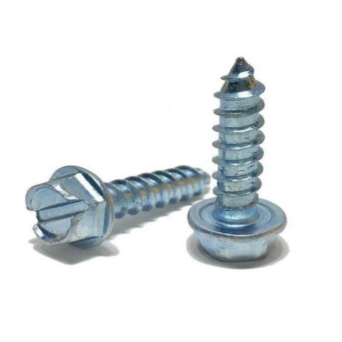 #10 x 3″ Hex Washer Head Slotted Sheet Metal Screw Zinc Plated