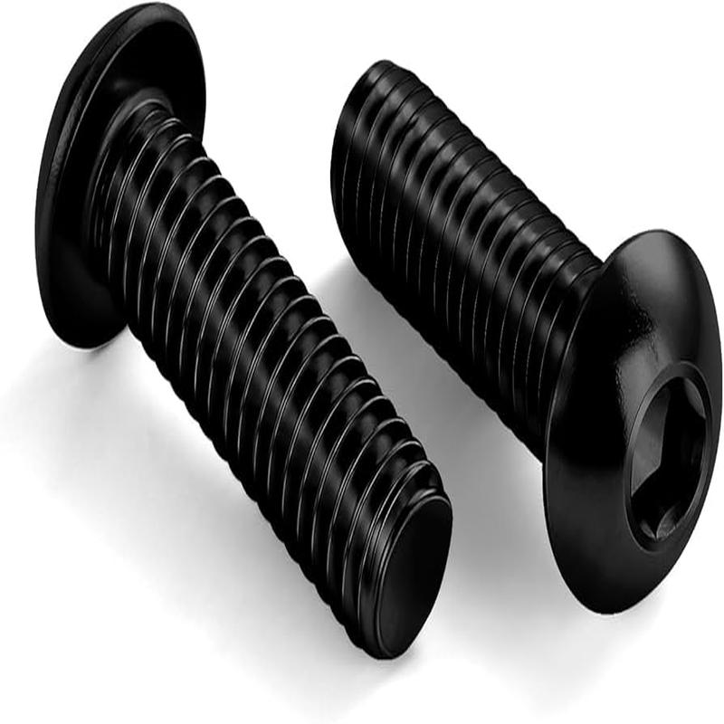 [100 PKG] Cap Screws Button Socket Fine Thread Nylon Patch Alloy Thermal Black Oxide 10-32 X 1