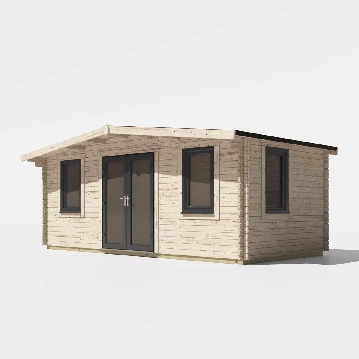 44mm Chalet Log Cabin  uPVC Double Glazed Doors & Windows – 10×20 | Doors Centre