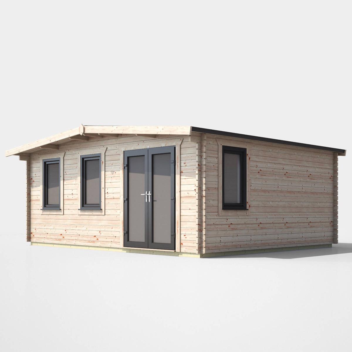 44mm Chalet Log Cabin  uPVC Double Glazed Doors & Windows – 16×18 | Doors Right