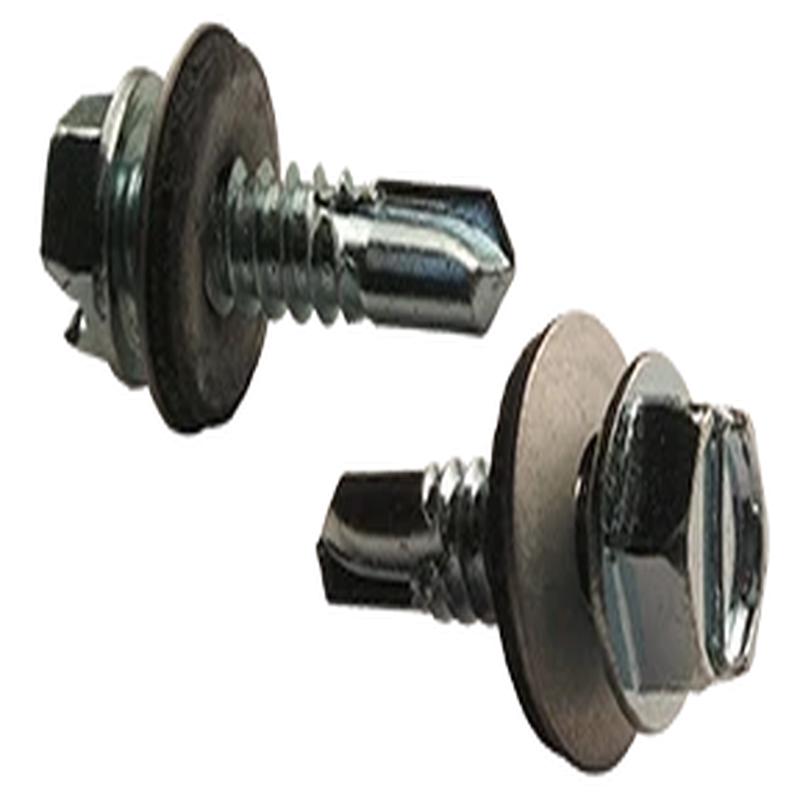 [9000 BULK] Self Drilling Screws Slotted Indented Hex Washer with Bond Seal Washer #3 Point Zinc Plated 1/4 X 1 1/2