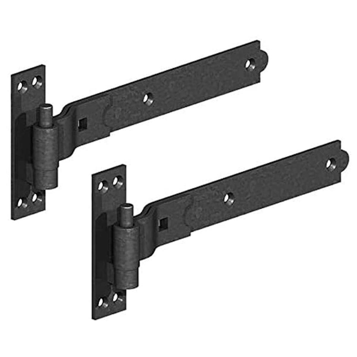 Band & Hook Hinges Cranked 600mm  Durable Gate Hinges for Smooth Operation. – Black