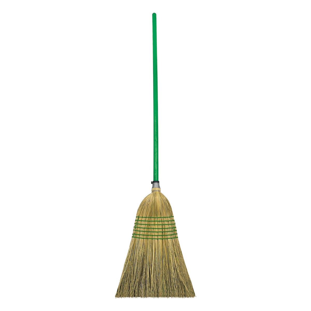 Corn/Barn Broom with Wooden Handle Heavy-Duty Stable & Farm Sweeping Tool – Green