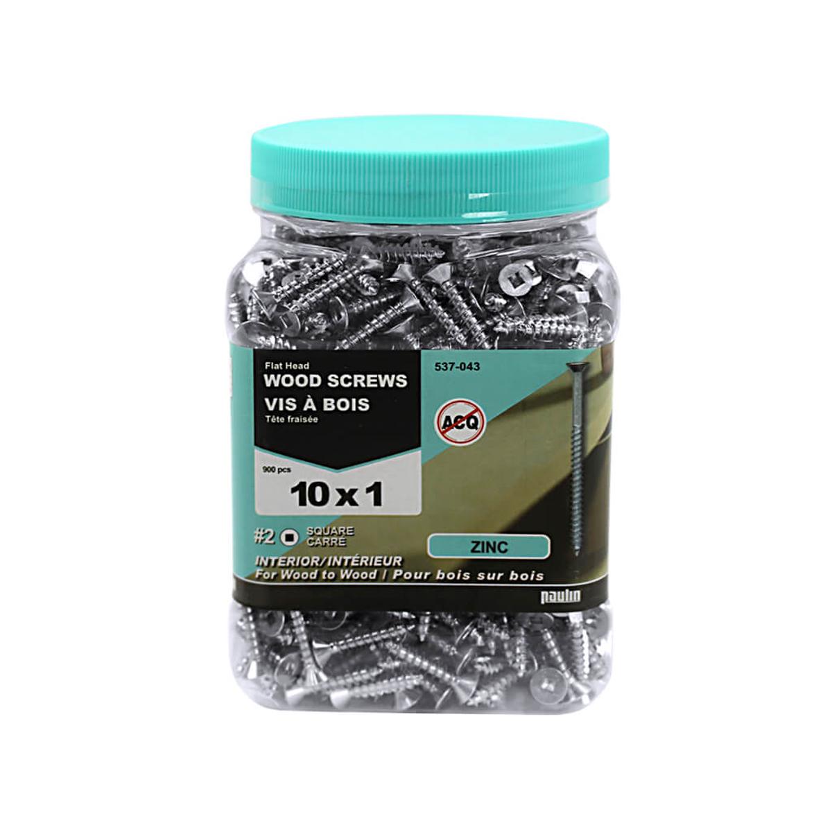 H Paulin #10 X 1 in. Zinc Coated Flat Head Square Drive Interior Wood Screws