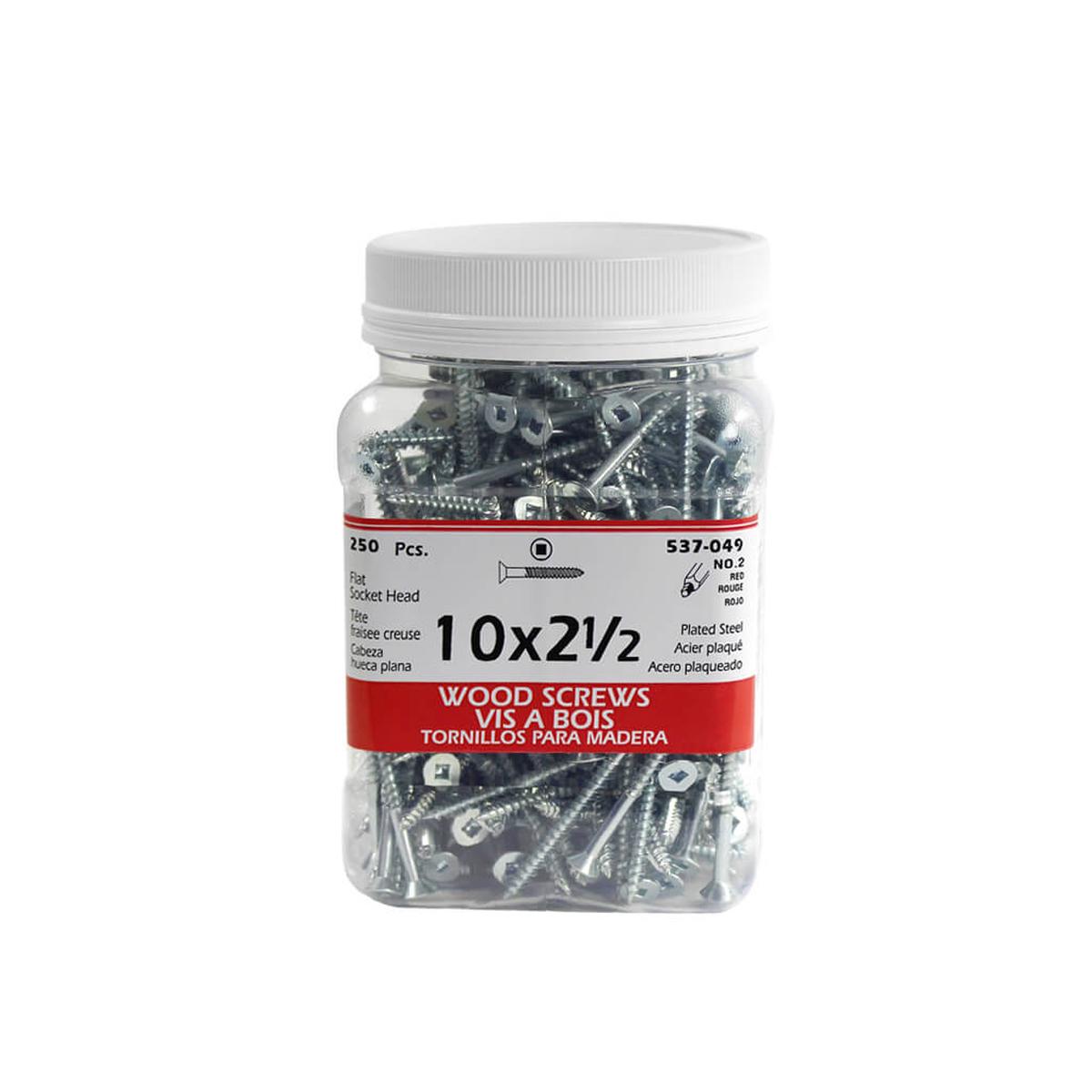 H Paulin  10 x 2-1/2 in. Zinc Coated Flat Head Square Drive Wood Screws