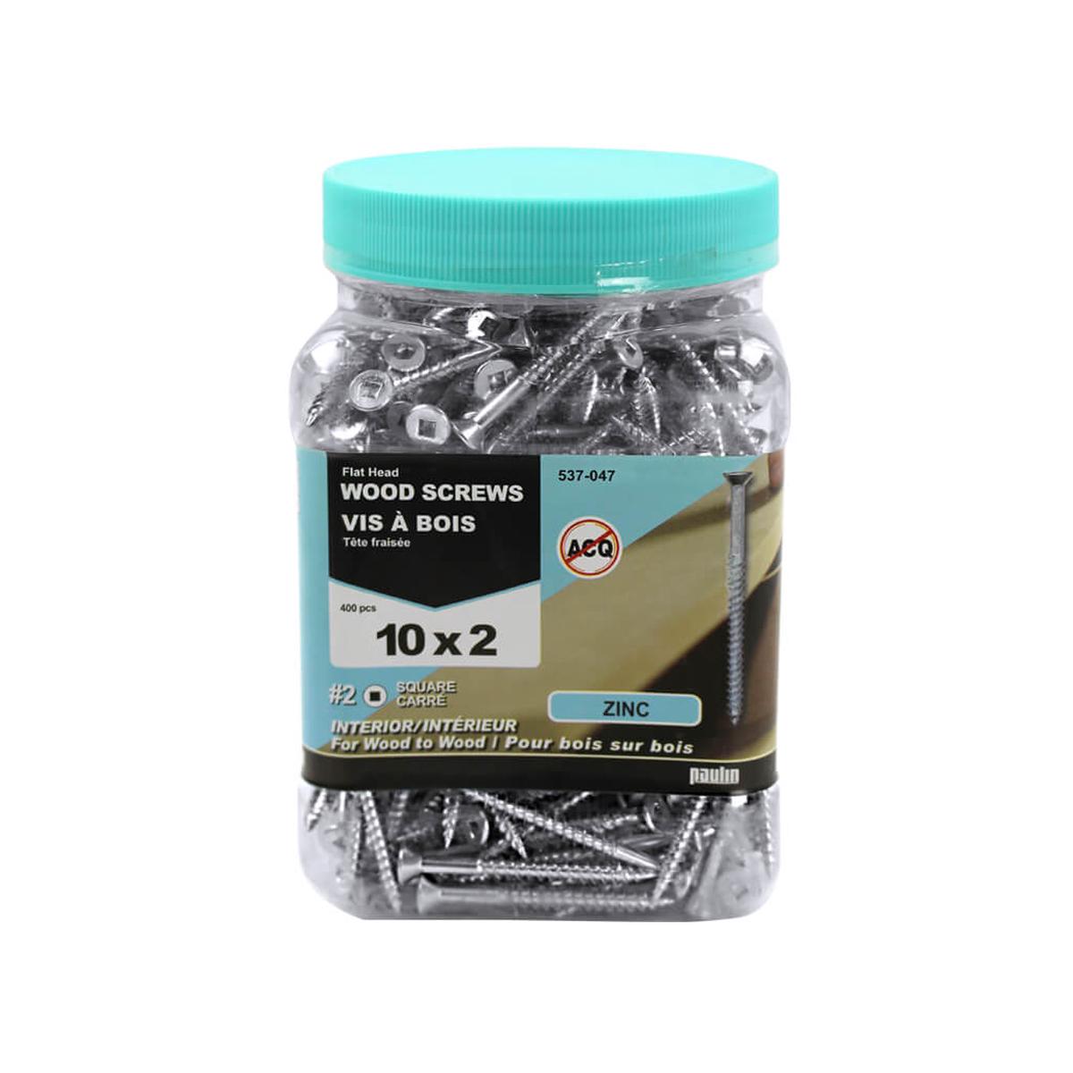 H Paulin  10 x 2 in. Zinc Coated Flat Head Square Drive Interior Wood Screws