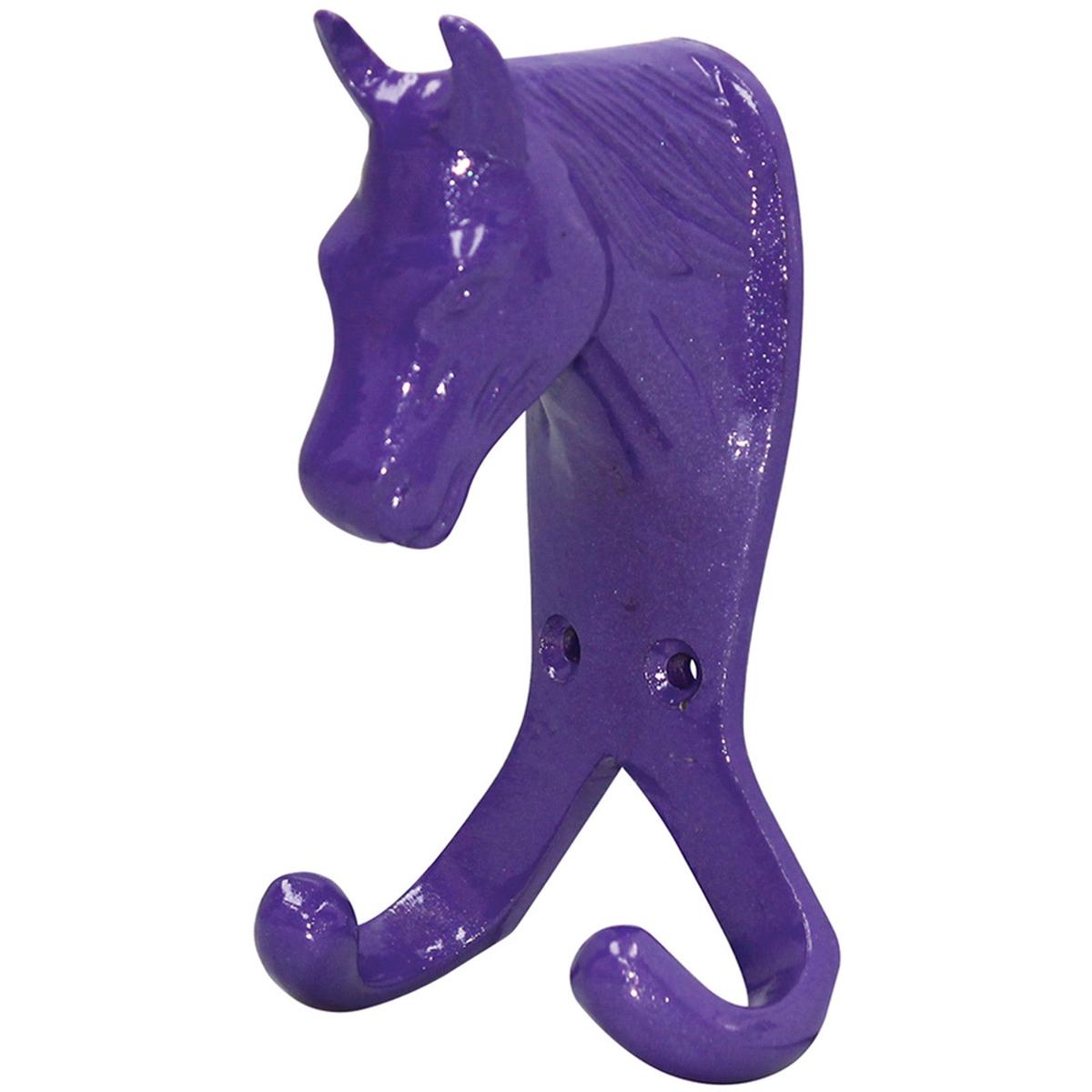 Horse Head Double Stable / Wall Hook | Decorative & Practical Equestrian Storage – Purple